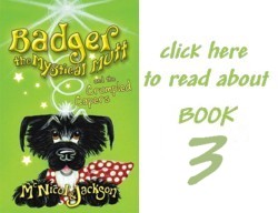 Read about book 3: Badger the Mystical Mutt and the Crumpled Capers